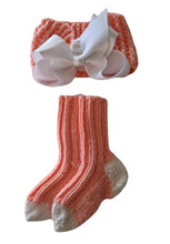 Load image into Gallery viewer, 6 to 9 months ~ Baby Girl Orange/White Handmade Crochet Set (#10)