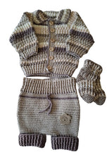 Load image into Gallery viewer, 9 to 12 months ~ Baby Boy Brown Stripped Handmade Crochet Set (#11)