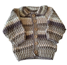 Load image into Gallery viewer, 9 to 12 months ~ Baby Boy Brown Stripped Handmade Crochet Set (#11)