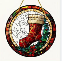 Load image into Gallery viewer, Christmas Stained-Glass Look Suncatchers Round 20cm