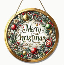Load image into Gallery viewer, Christmas Signs Round Wooden 20cm