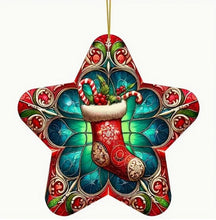 Load image into Gallery viewer, Christmas Stained-Glass Look Suncatchers Star or Heart Shaped 20cm