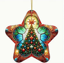 Load image into Gallery viewer, Christmas Stained-Glass Look Suncatchers Star or Heart Shaped 20cm