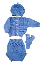 Load image into Gallery viewer, 0 to 3 months ~ Baby Boy Light Blue Handmade Knitted Set (#20)