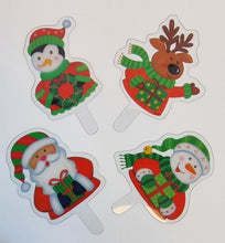 Load image into Gallery viewer, Christmas Cupcake Toppers - Set of 4