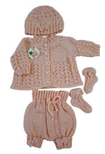 Load image into Gallery viewer, 0 to 3 months ~ Baby Girl Pink Handmade Knitted Set (#22)