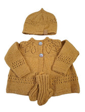 Load image into Gallery viewer, 3 months up ~ Baby Girl Mustard Handmade Knitted Set (#25)
