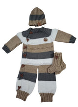 Load image into Gallery viewer, 3 months up ~ Baby Boy Striped Handmade Knitted Romper Set (#27)