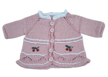 Load image into Gallery viewer, 3 month ups ~ Baby Girl Pink Handmade Knitted Jacket (#29)