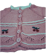 Load image into Gallery viewer, 3 month ups ~ Baby Girl Pink Handmade Knitted Jacket (#29)