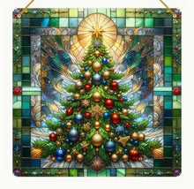Load image into Gallery viewer, Christmas Stained-Glass Look Suncatchers Square 20cm