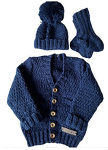 Load image into Gallery viewer, 12 to 18 months old ~ Boy's Dark Blue Handmade Knitted Set (#3)