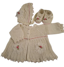 Load image into Gallery viewer, 12 month ups ~ Baby Girl Milky White Handmade Knitted Set (#32)
