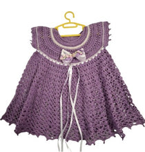 Load image into Gallery viewer, 1 to 2 years ~ Girl Purple Handmade Crochet Dress (#33)