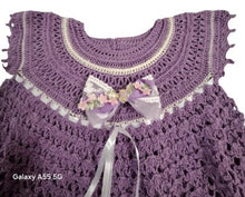 Load image into Gallery viewer, 1 to 2 years ~ Girl Purple Handmade Crochet Dress (#33)