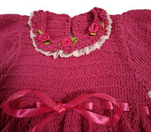 Load image into Gallery viewer, 1 to 2 years ~ Girl Red Handmade Knitted Dress (#34)