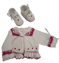 Load image into Gallery viewer, 1 year ~ Girl White Handmade Knitted Bolero Set (#36)