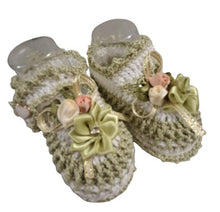 Load image into Gallery viewer, 1 year ~ Girl White/Green Handmade Knitted Bolero Set (#37)