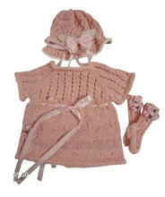 Load image into Gallery viewer, 3 to 6 months ~ Baby Girl Pink Handmade Knitted Dress (#38)