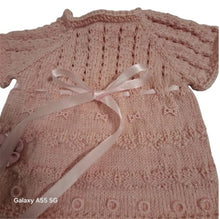 Load image into Gallery viewer, 3 to 6 months ~ Baby Girl Pink Handmade Knitted Dress (#38)