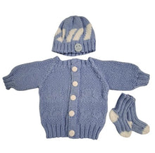 Load image into Gallery viewer, 6 months up ~ Baby Boy Light Blue with white Handmade Knitted Set (#39)