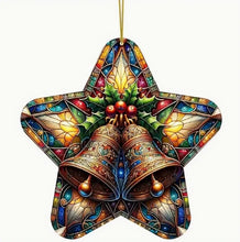 Load image into Gallery viewer, Christmas Stained-Glass Look Suncatchers Star or Heart Shaped 20cm