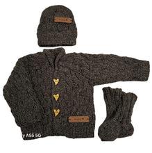 Load image into Gallery viewer, 6 to 9 months ~ Baby Boy Grey Handmade Knitted Set (#40)