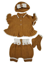 Load image into Gallery viewer, 6 to 9 months ~ Baby Girl Mustard Handmade Knitted Set (#44)