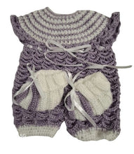 Load image into Gallery viewer, 6 to 12 months ~ Baby Girl Purple/White Handmade Crochet Set (#47)