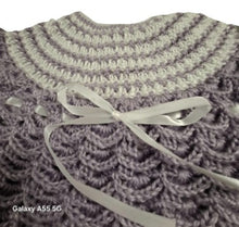 Load image into Gallery viewer, 6 to 12 months ~ Baby Girl Purple/White Handmade Crochet Set (#47)
