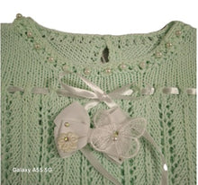Load image into Gallery viewer, 12 months ~ Baby Girl Light Green Handmade Crochet Dress (#52)