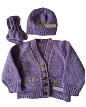 Load image into Gallery viewer, 12 to 24 months old ~ Girl's Purple Handmade Knitted Set (#7)