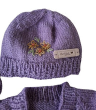 Load image into Gallery viewer, 12 to 24 months old ~ Girl's Purple Handmade Knitted Set (#7)
