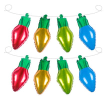 Load image into Gallery viewer, Christmas Light Bulb Foil Balloon - set of 8