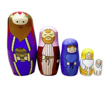 Load image into Gallery viewer, Wooden Nesting Dolls – Set of 5 ~ Nativity