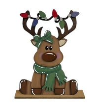 Load image into Gallery viewer, Rustic Wooden Santa and Reindeer Figurines