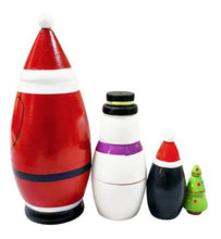 Load image into Gallery viewer, Wooden Nesting Dolls – Set of 4 ~ Santa & Friends