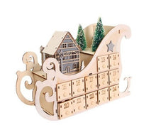 Load image into Gallery viewer, Wooden Advent Calendar #3 LED Light Up Sleigh
