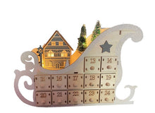 Load image into Gallery viewer, Wooden Advent Calendar #3 LED Light Up Sleigh