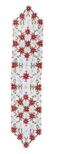 Load image into Gallery viewer, Poinsettia & Holly Leaf Embroidered Christmas Table Runner – 38cm x 176cm