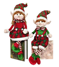 Load image into Gallery viewer, Red & Green Plaid Christmas Elf Doll