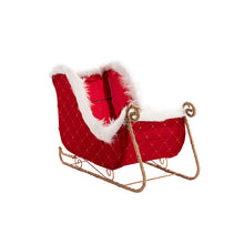 Load image into Gallery viewer, Christmas Santa's Sleigh w Faux Fur Trim Red (35cmLx25cmH)