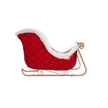 Load image into Gallery viewer, Christmas Santa's Sleigh w Faux Fur Trim Red (35cmLx25cmH)