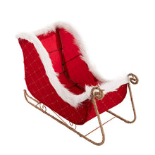 Load image into Gallery viewer, Christmas Santa's Sleigh w Faux Fur Trim Red (35cmLx25cmH)