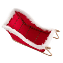 Load image into Gallery viewer, Christmas Santa's Sleigh w Faux Fur Trim Red (35cmLx25cmH)
