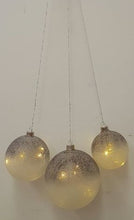 Load image into Gallery viewer, Hanging LED Bauble Grey Sugar 10cm, 12cm & 15cm