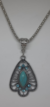 Load image into Gallery viewer, Turquoise Leaf drop Crystal Hollow Jewellery Set
