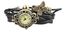 Load image into Gallery viewer, Women’s Dress Leather Vintage Watches Butterfly Pendant