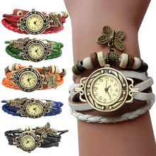 Load image into Gallery viewer, Women’s Dress Leather Vintage Watches Butterfly Pendant