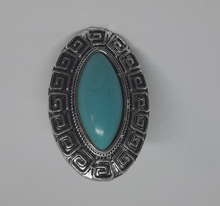Load image into Gallery viewer, Retro Silver Metal Flower Turquoise Open Ring
